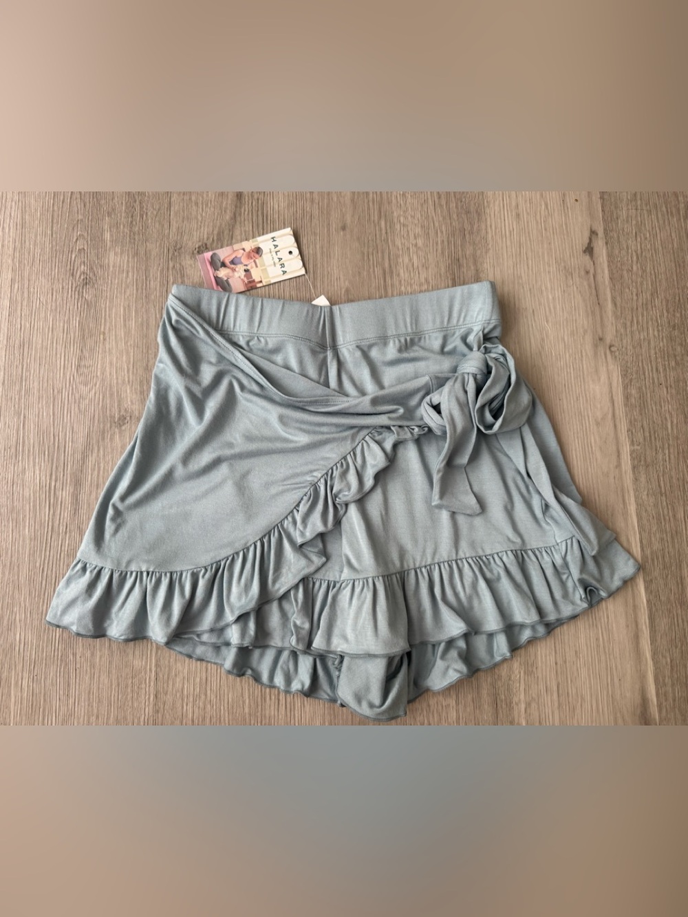 Halara Play It My Way Light Blue Ruffle Wrap Skirt Skort XS NWT